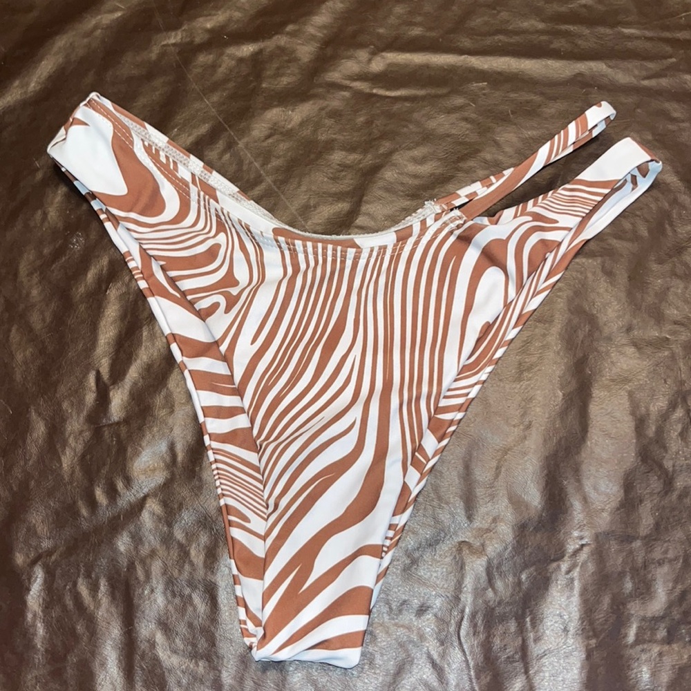 Brown and white bathing suit bottoms